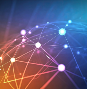 Digital network graphics representing shared infrastructure and resources.